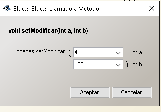 Invocación método en BlueJ
