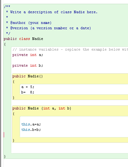 Constructores en Java dentro de BlueJ