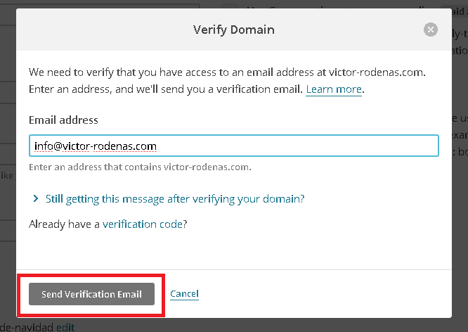 Enviar email de verificación